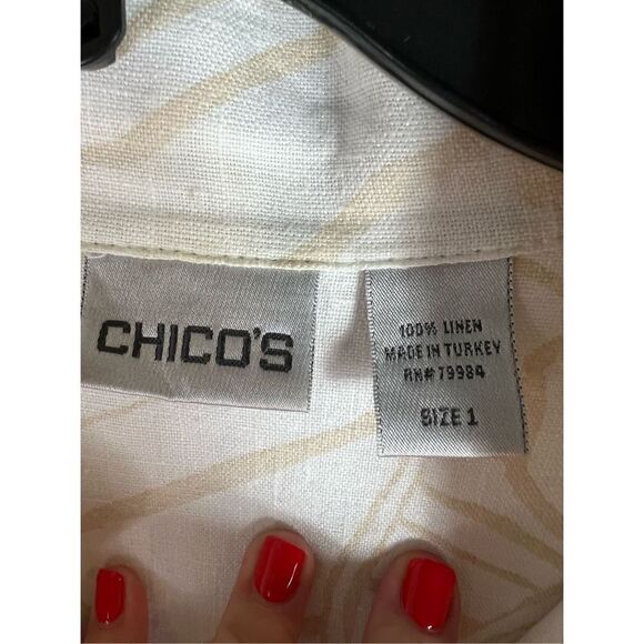 Chicos Women’s Linen Blouse Size 1 - Picture 2 of 3